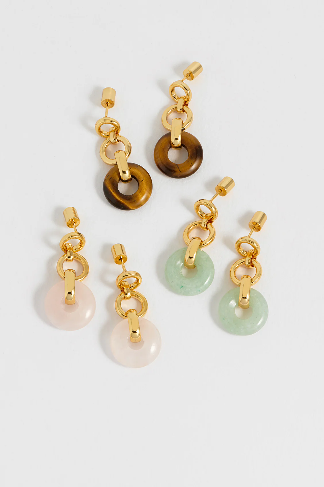 Tigers Eye Graduated Round Link Drop Earrings - Image 6