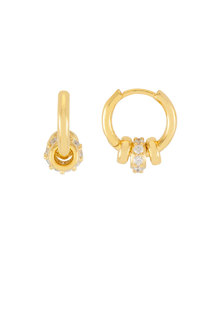Triple Disc CZ Hoop Earrings - Image 3