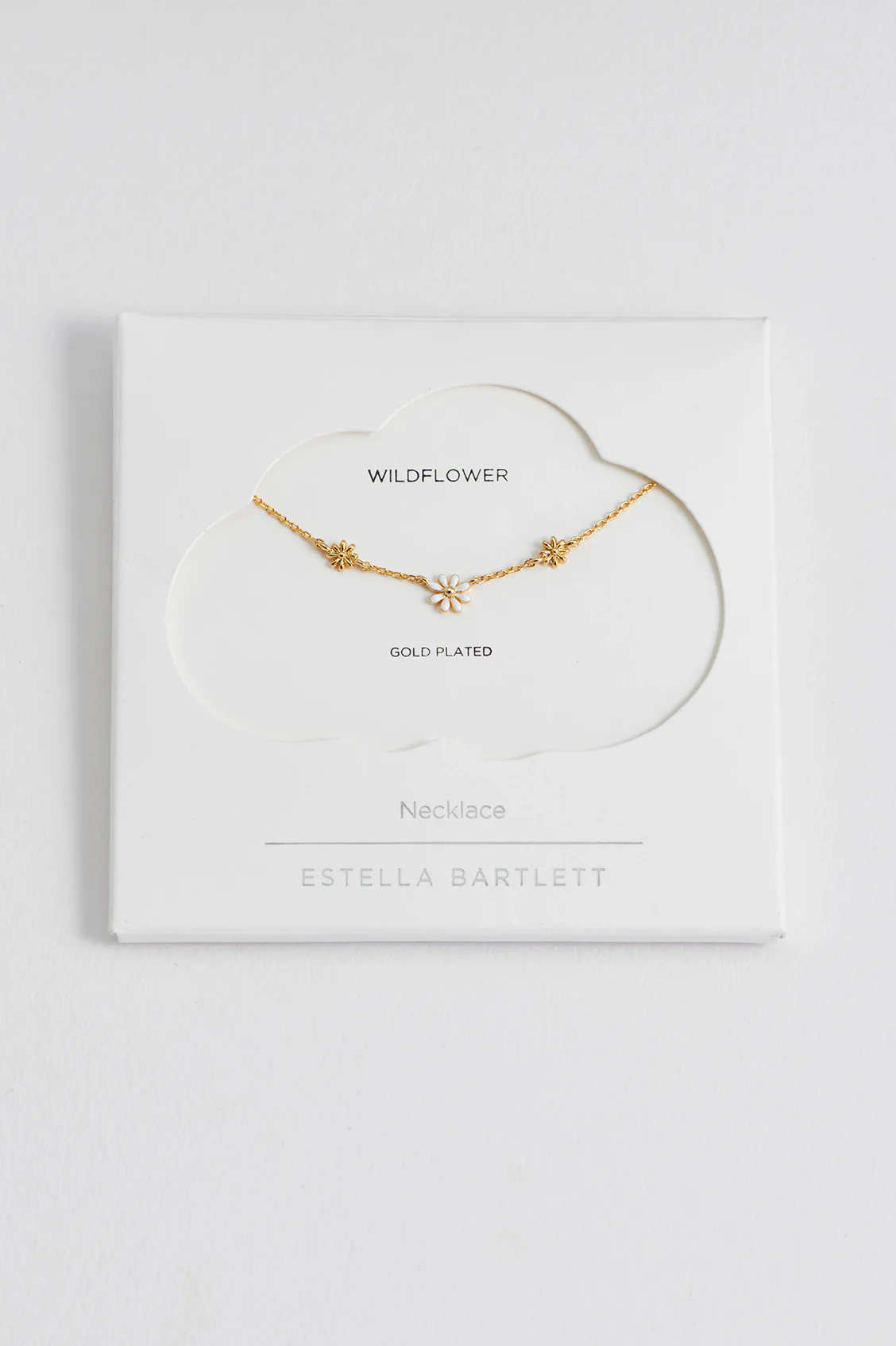 Triple Flower White Enamel Necklace