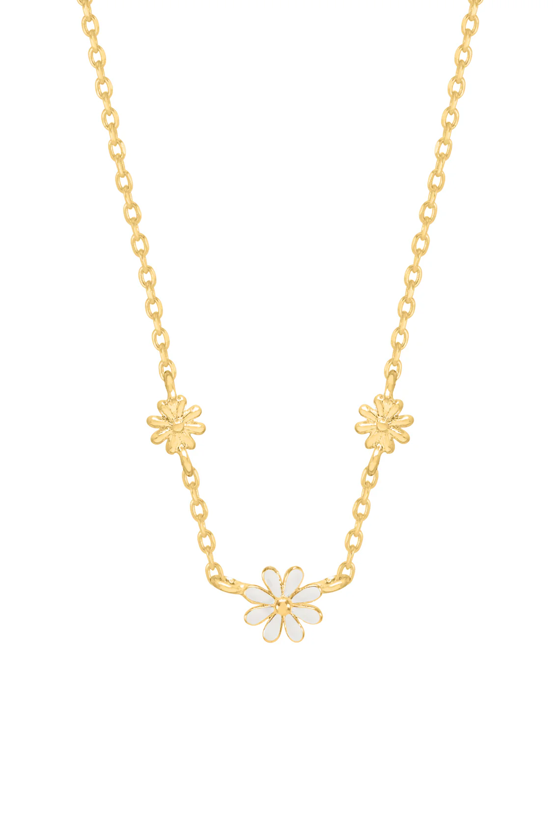 Triple Flower White Enamel Necklace - Image 3