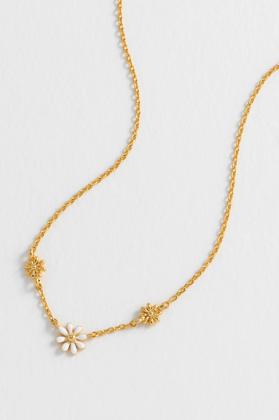 Triple Flower White Enamel Necklace - Image 4