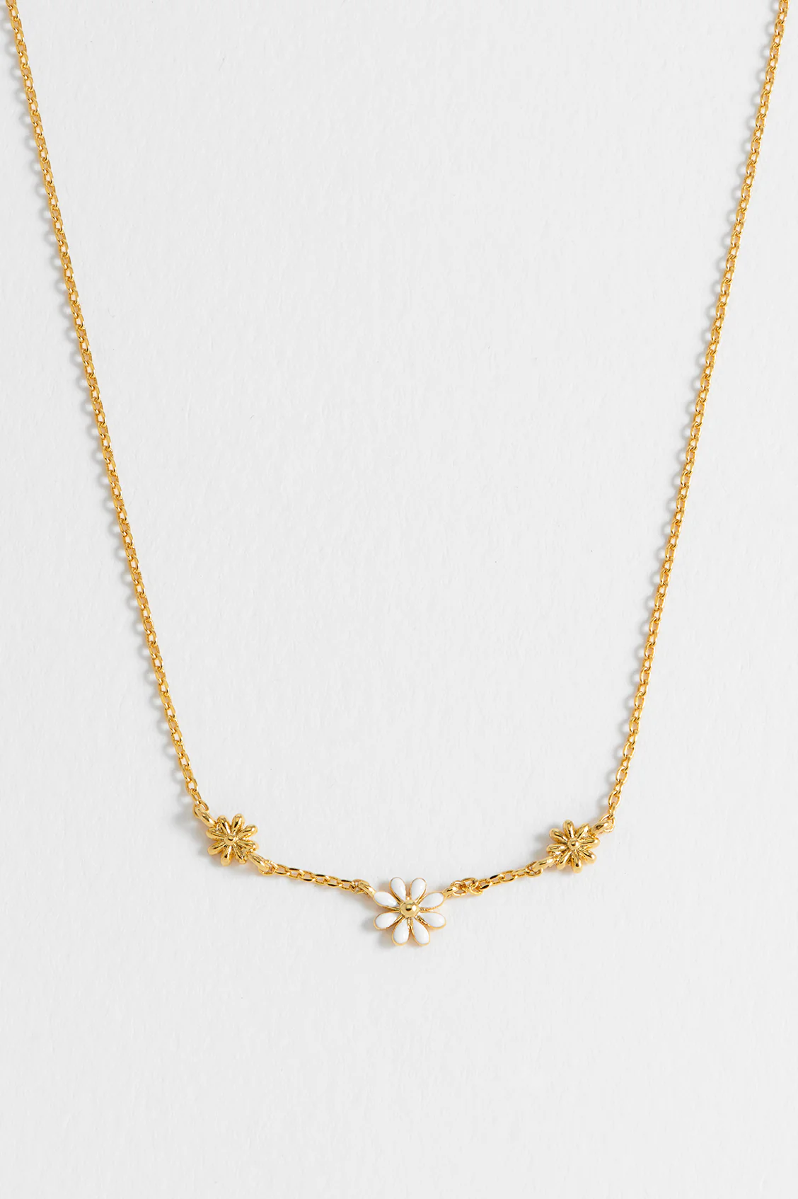 Triple Flower White Enamel Necklace - Image 6