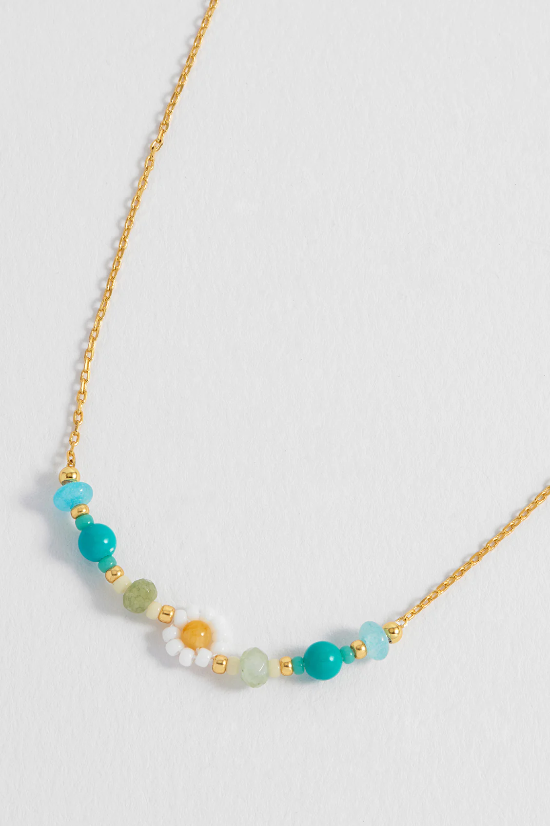 Turquoise Beaded Flower Necklace - Image 6