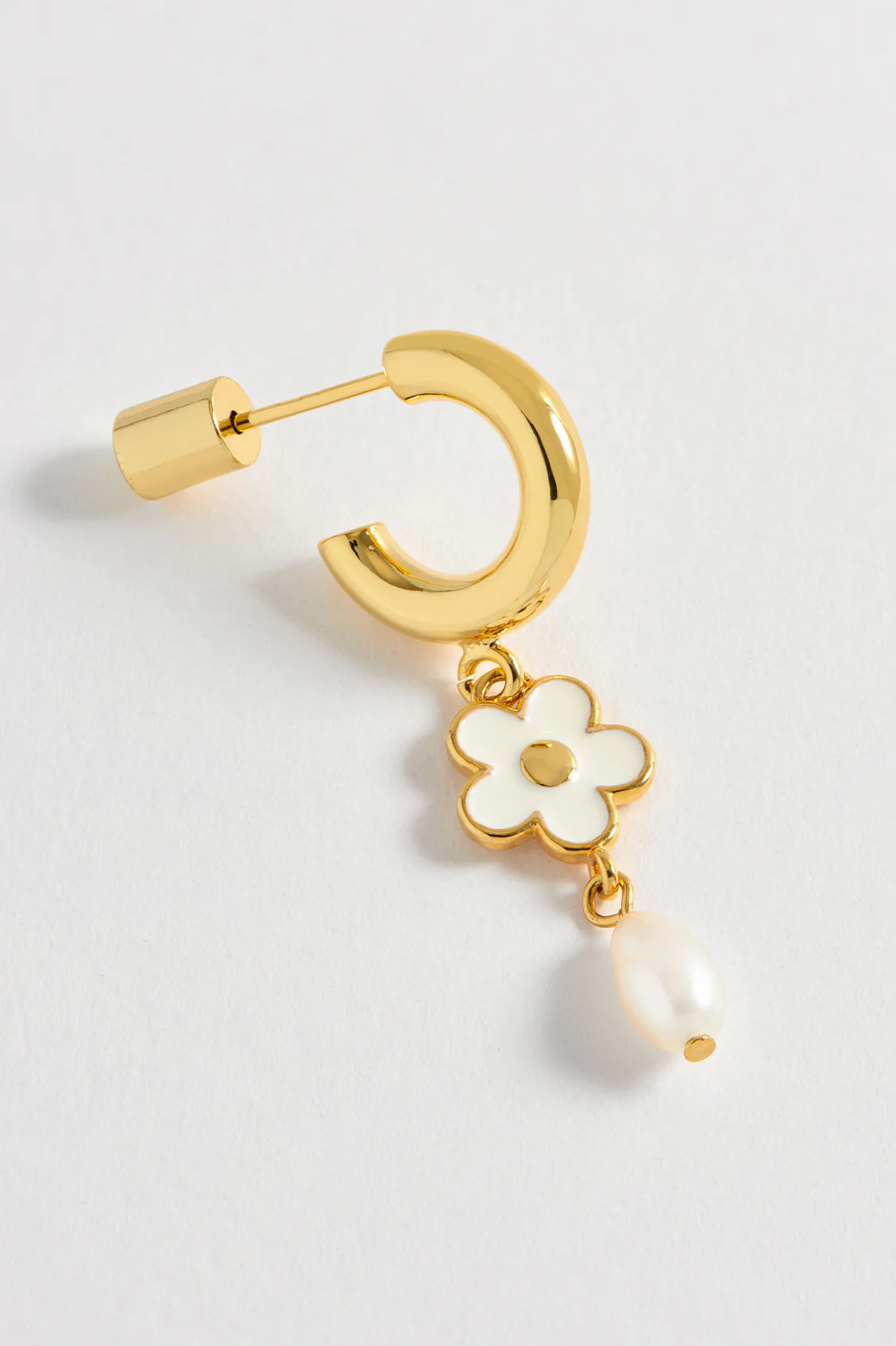 Enamel Flower Pearl Drop Hoops - Image 4