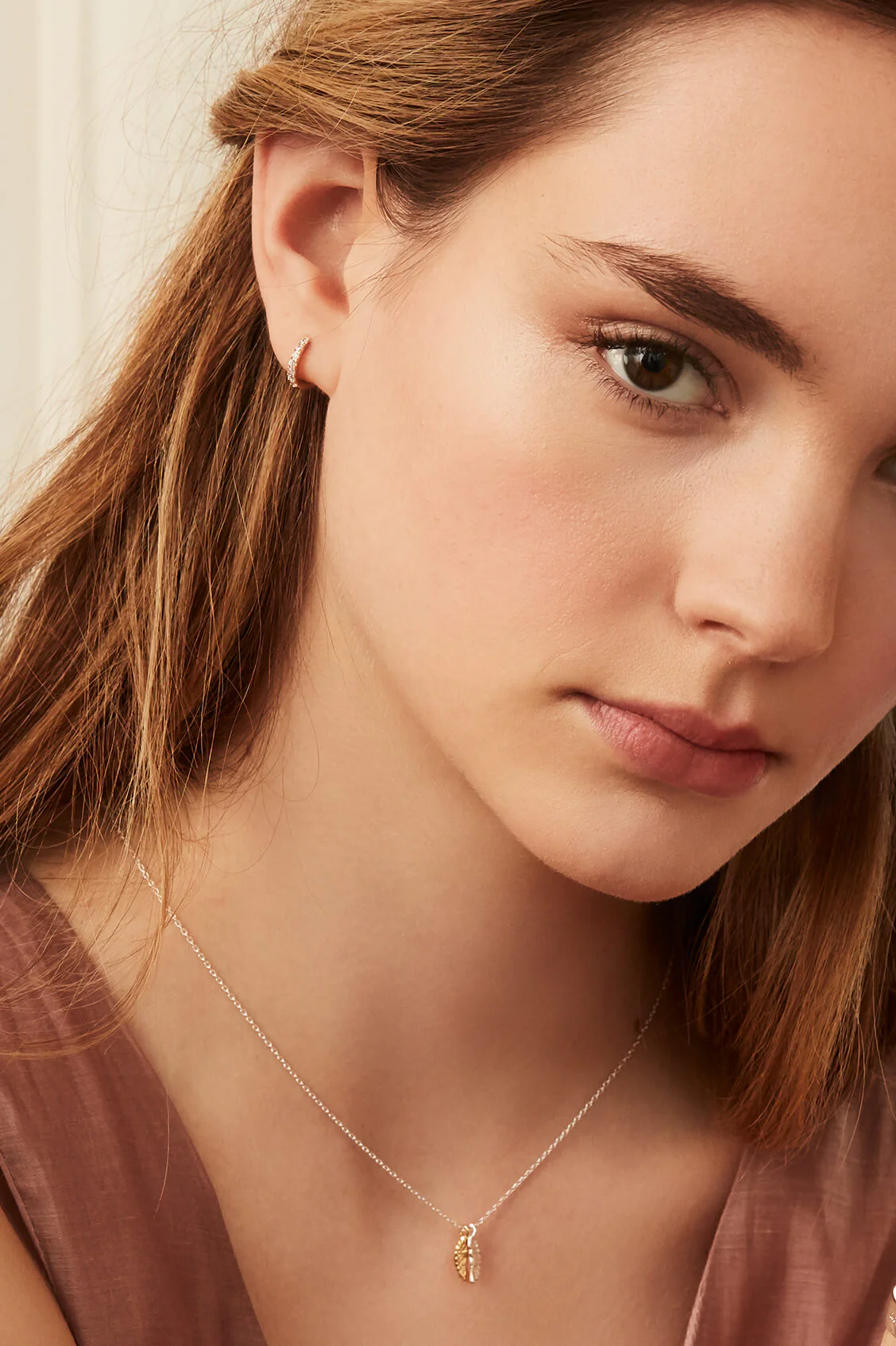 Hoop Earrings with White CZ - Image 8