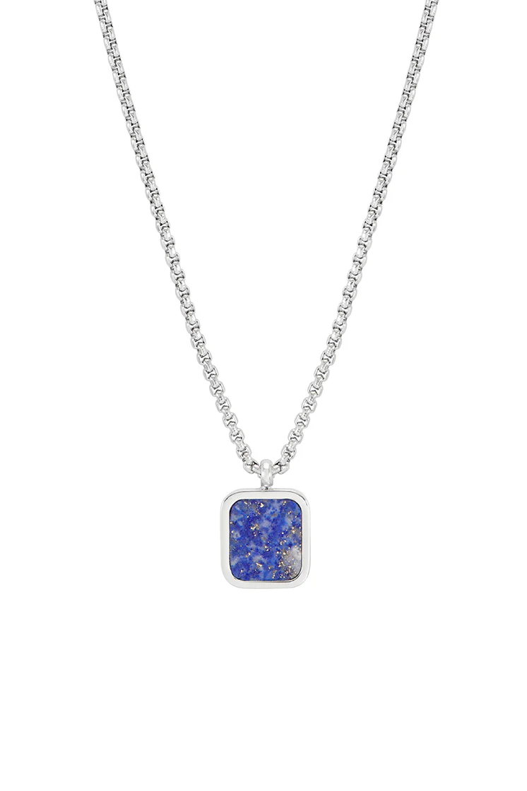 Men's Square Gemstone Pendant Necklace - Image 3