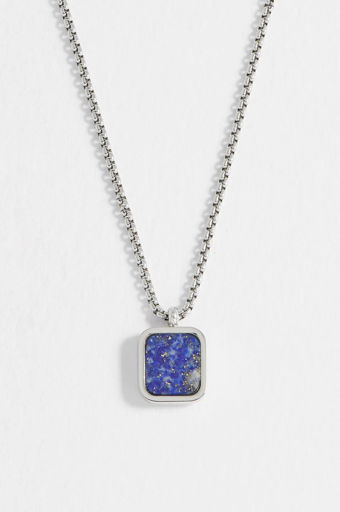 Men's Square Gemstone Pendant Necklace - Image 4