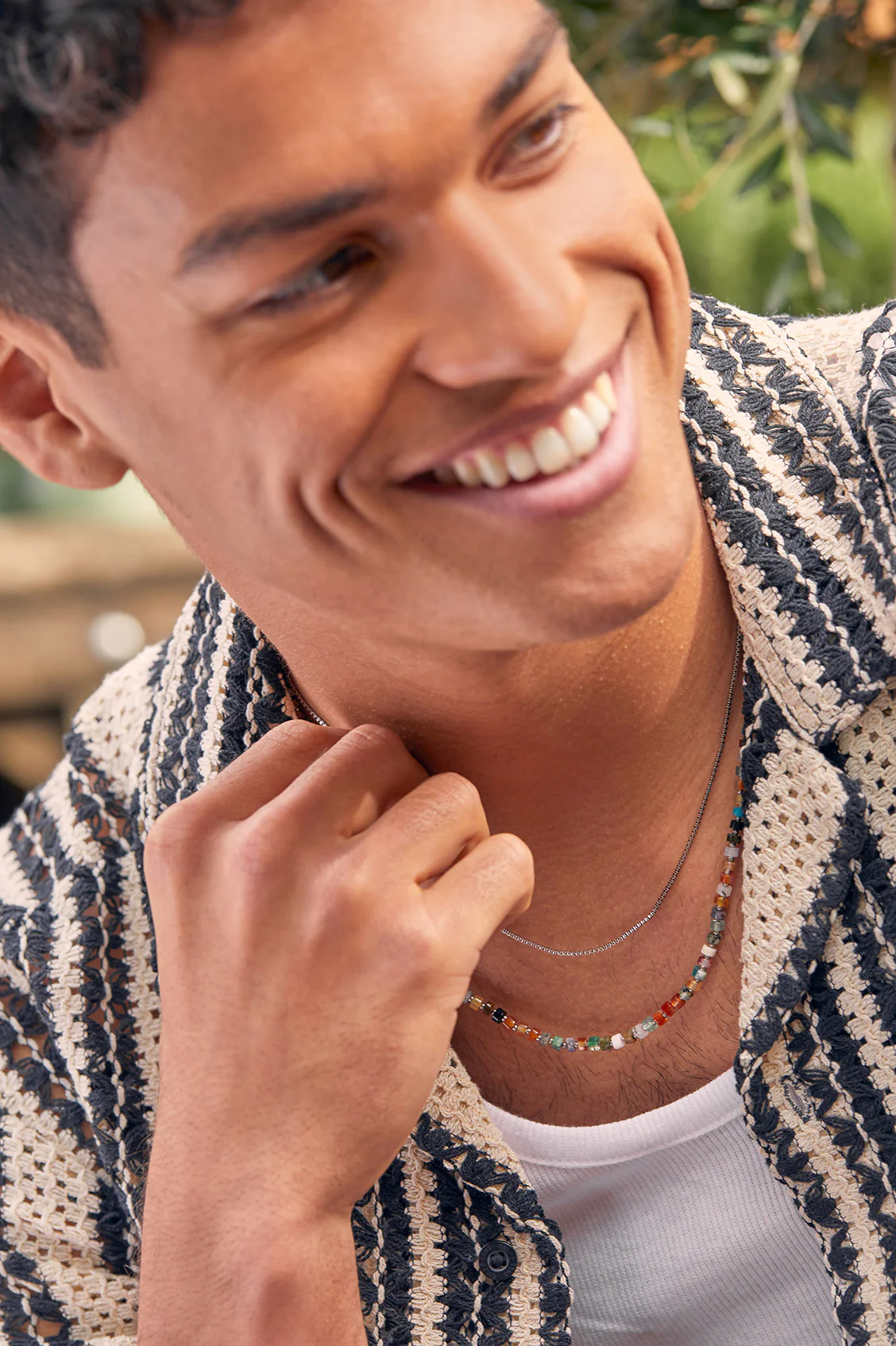 Men's Gemstone Rondelle Necklace - Image 4
