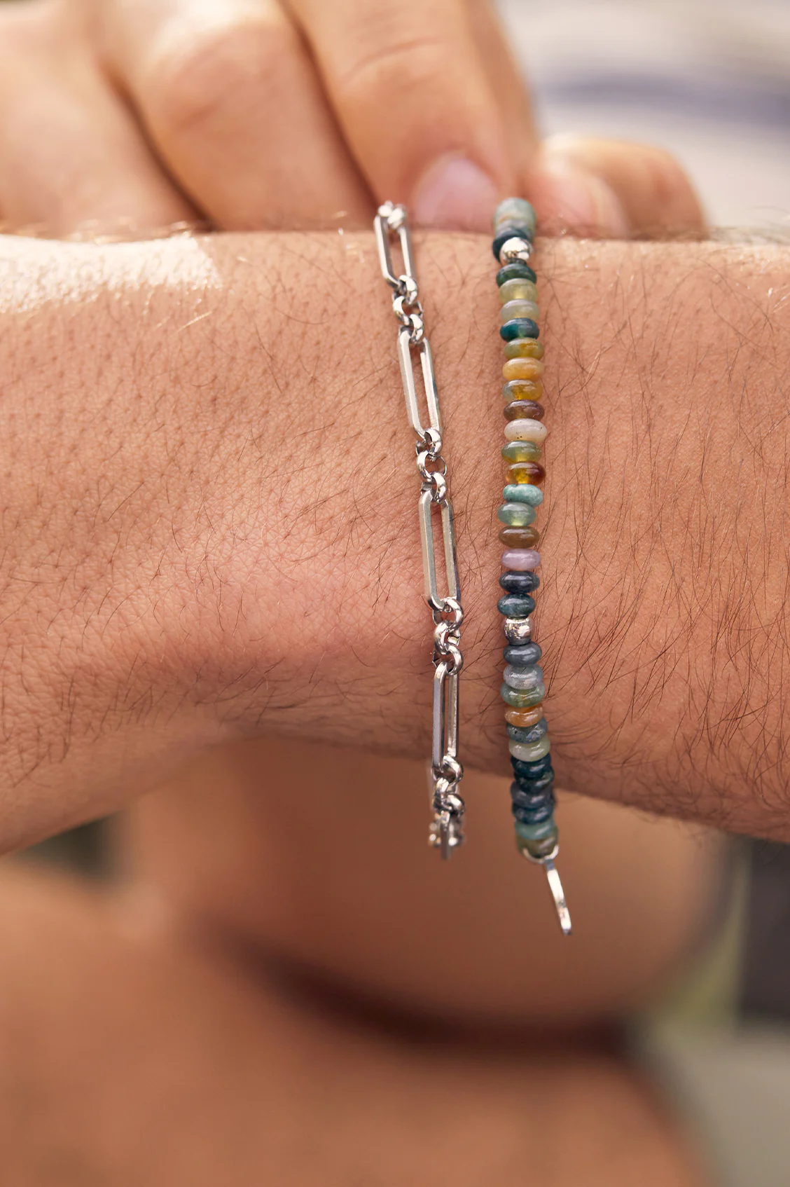 Men's Paperclip Mixed Link Bracelet - Image 6