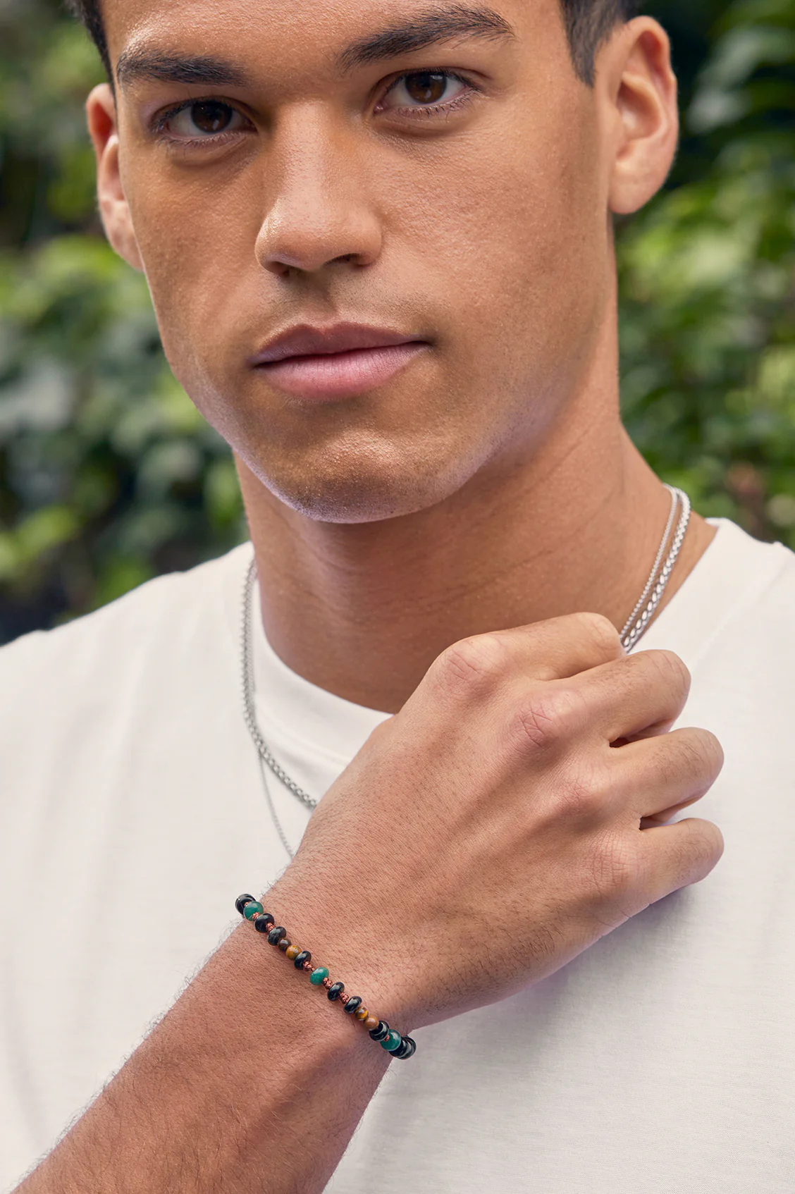 Men's Gemstone Knotted Slider Bracelet - Image 2