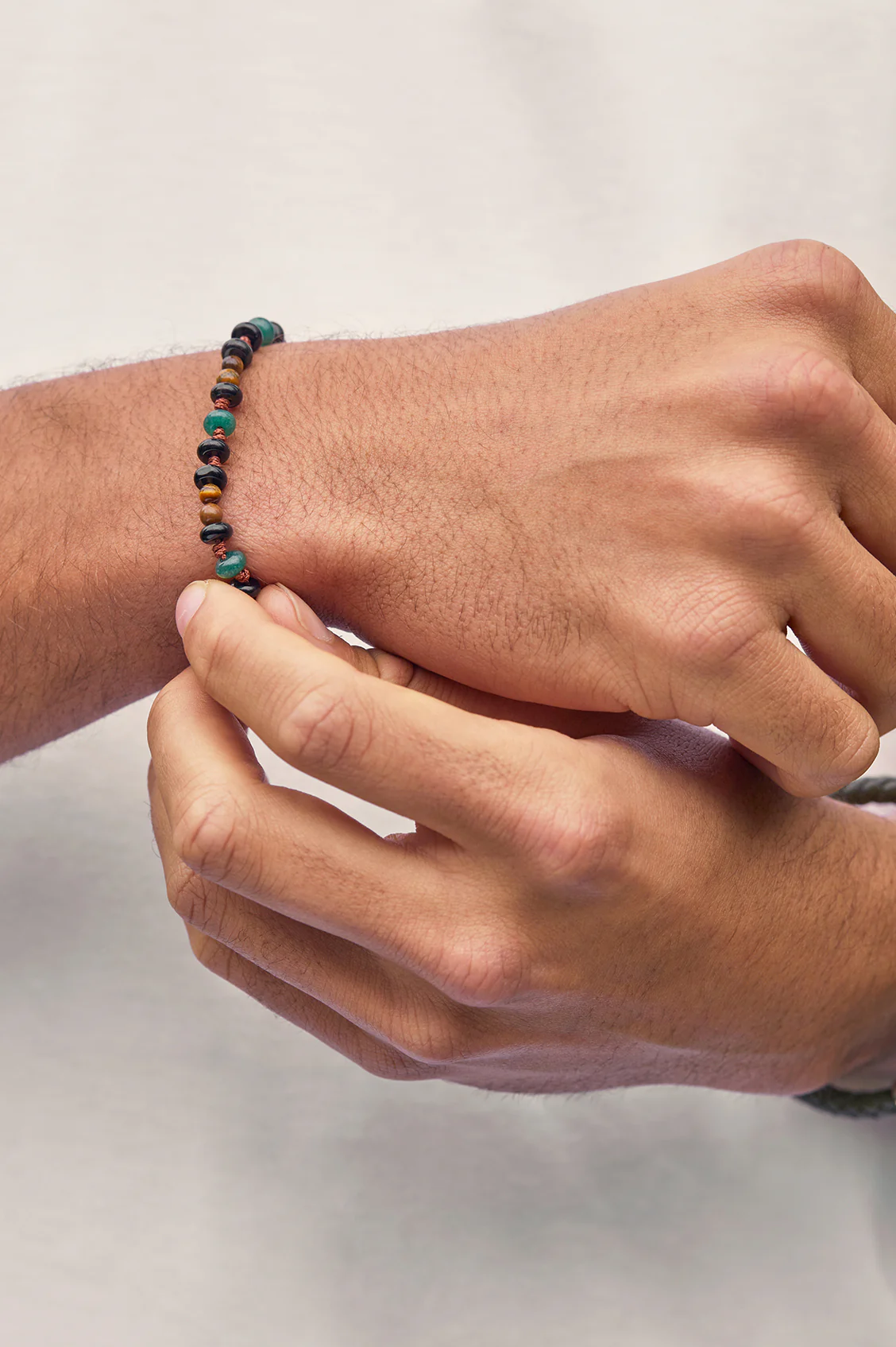 Men's Gemstone Knotted Slider Bracelet - Image 5
