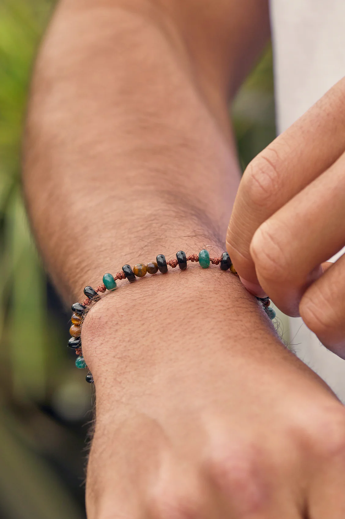 Men's Gemstone Knotted Slider Bracelet - Image 6