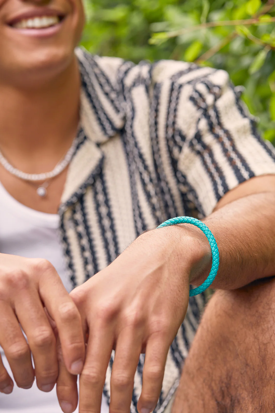Men's Leather Single Plaited Wrap Bracelet - Image 2