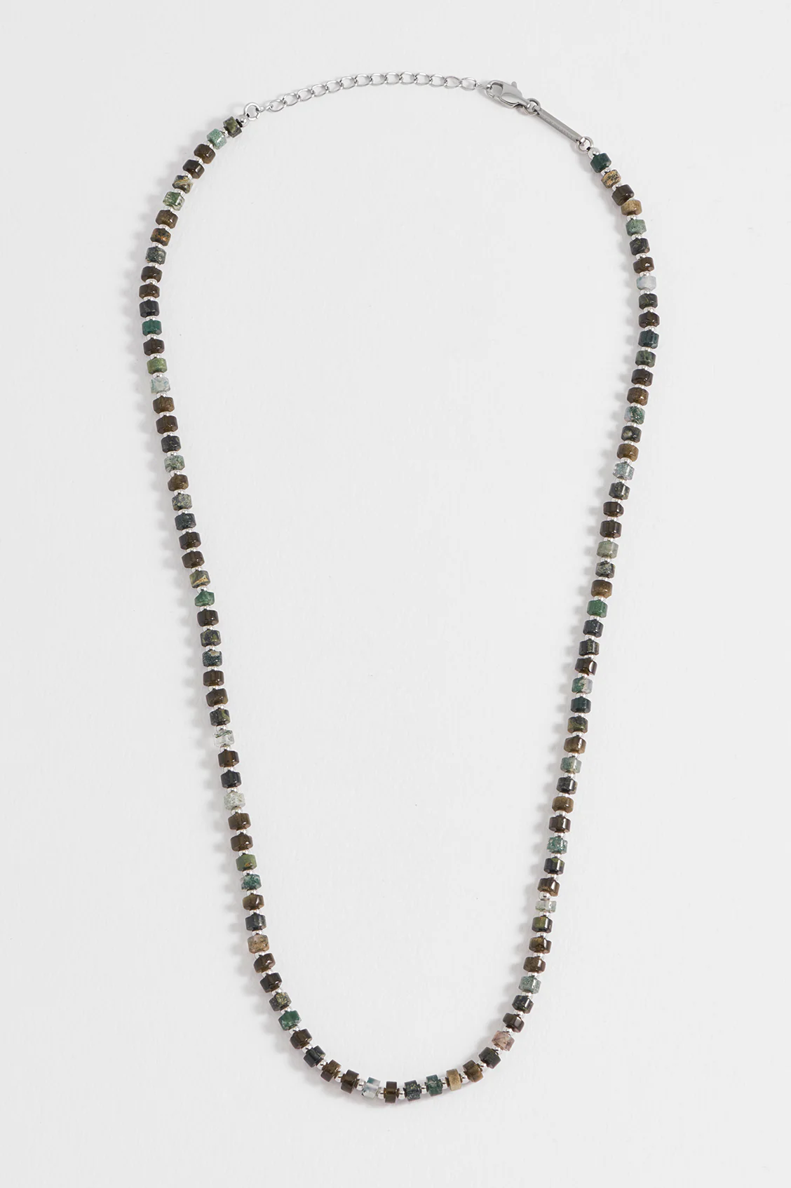 Men's Mixed Green Gemstone Rondelle Necklace