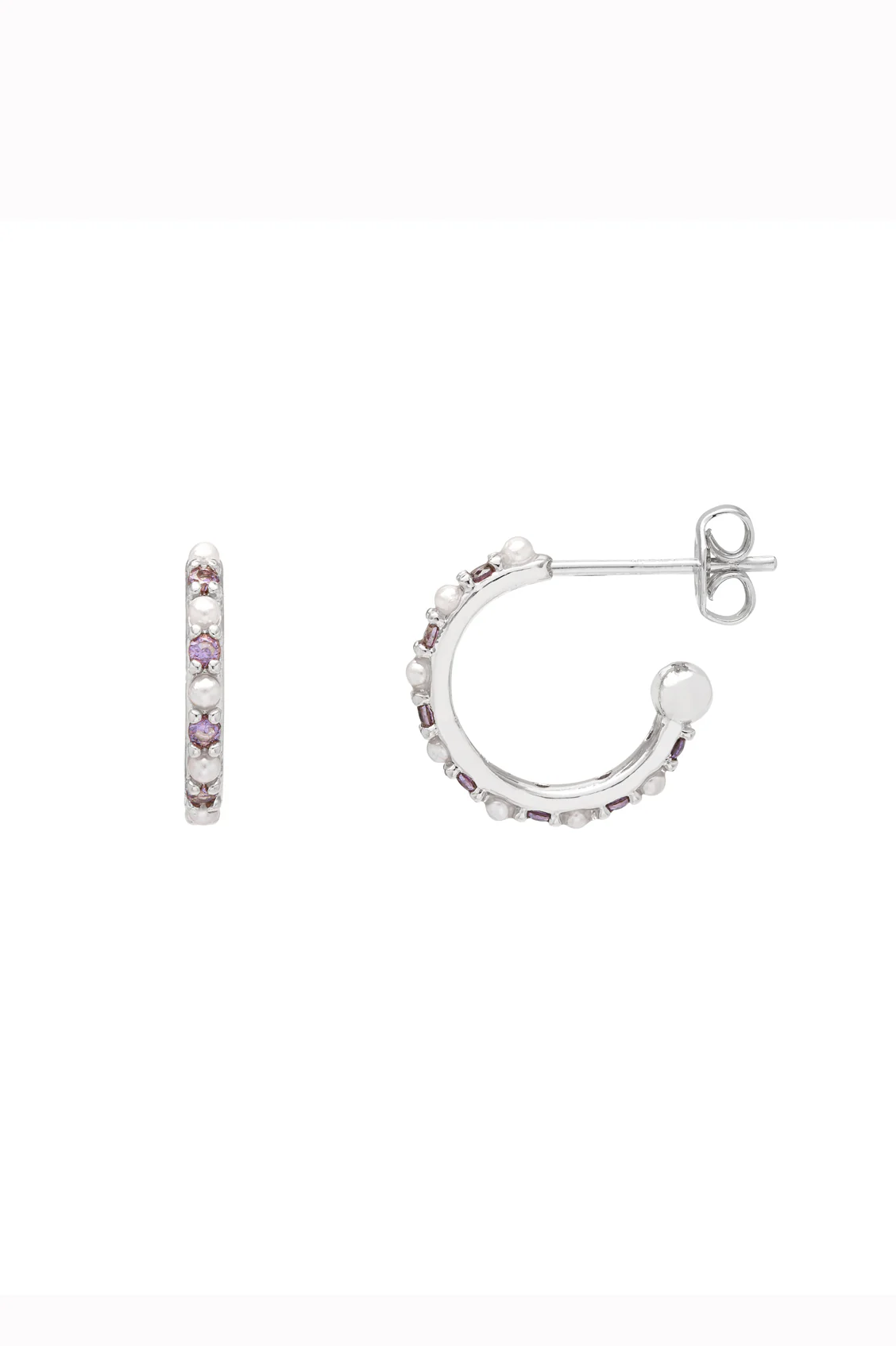 Pearl and Purple CZ Hoops - Image 3