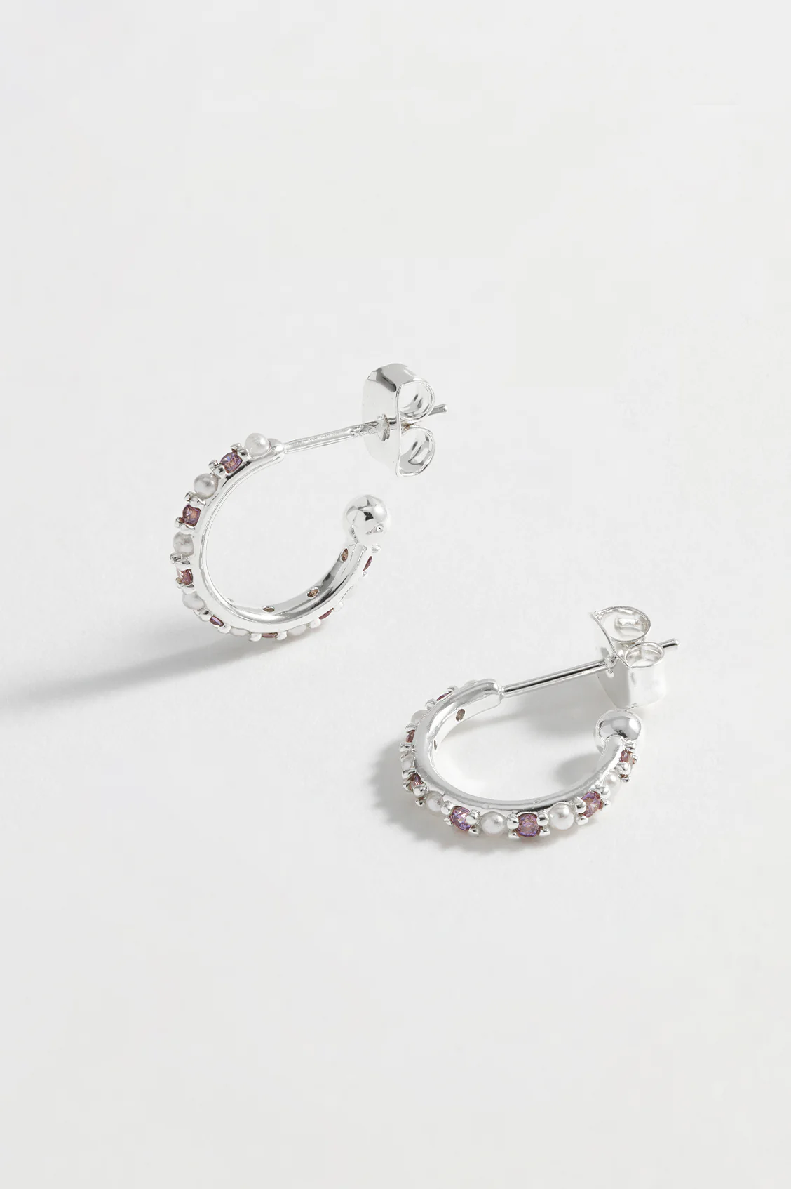 Pearl and Purple CZ Hoops - Image 4