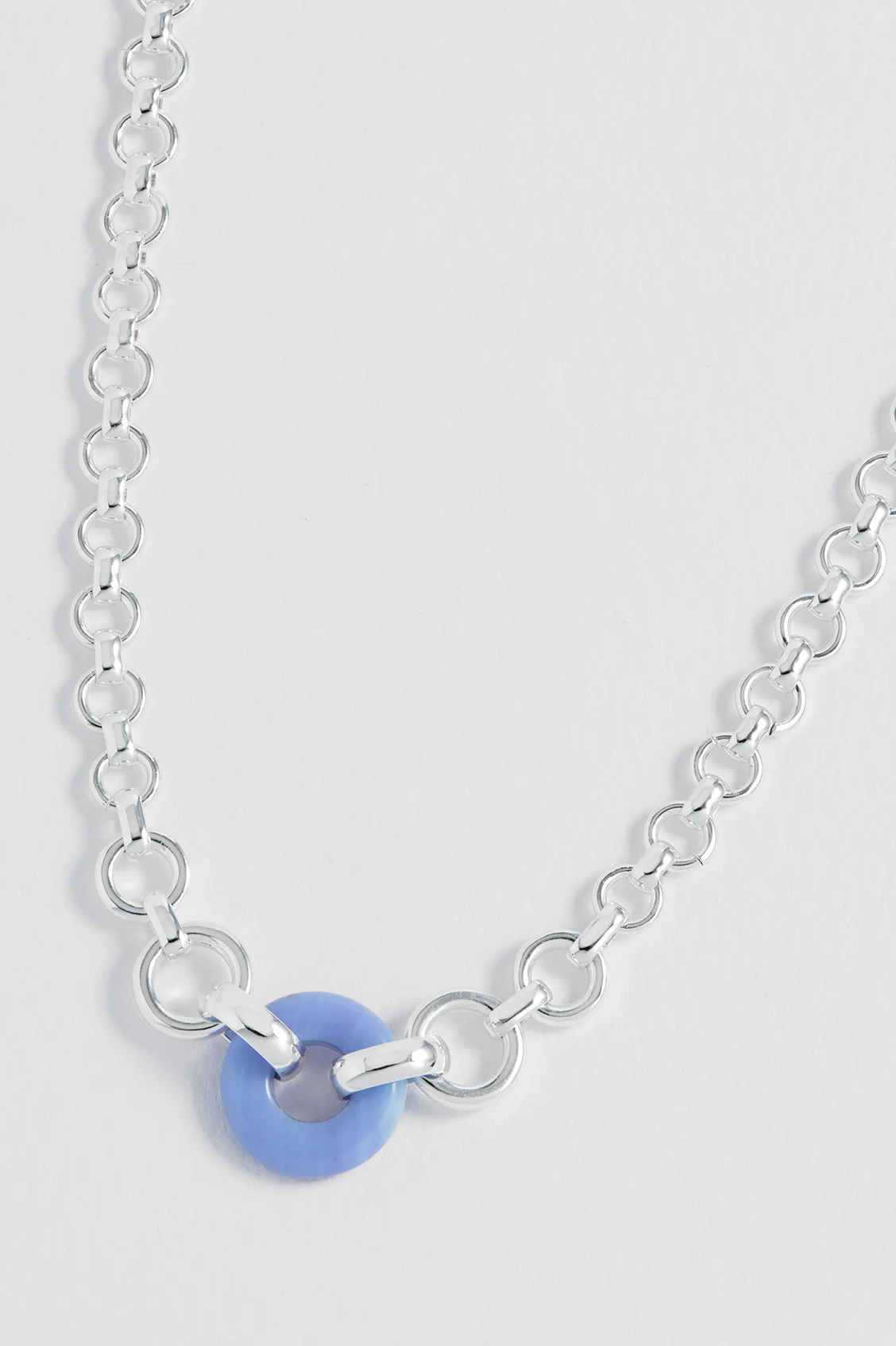 Blue Lace Agate Graduated Round Link Chain Necklace - Image 5