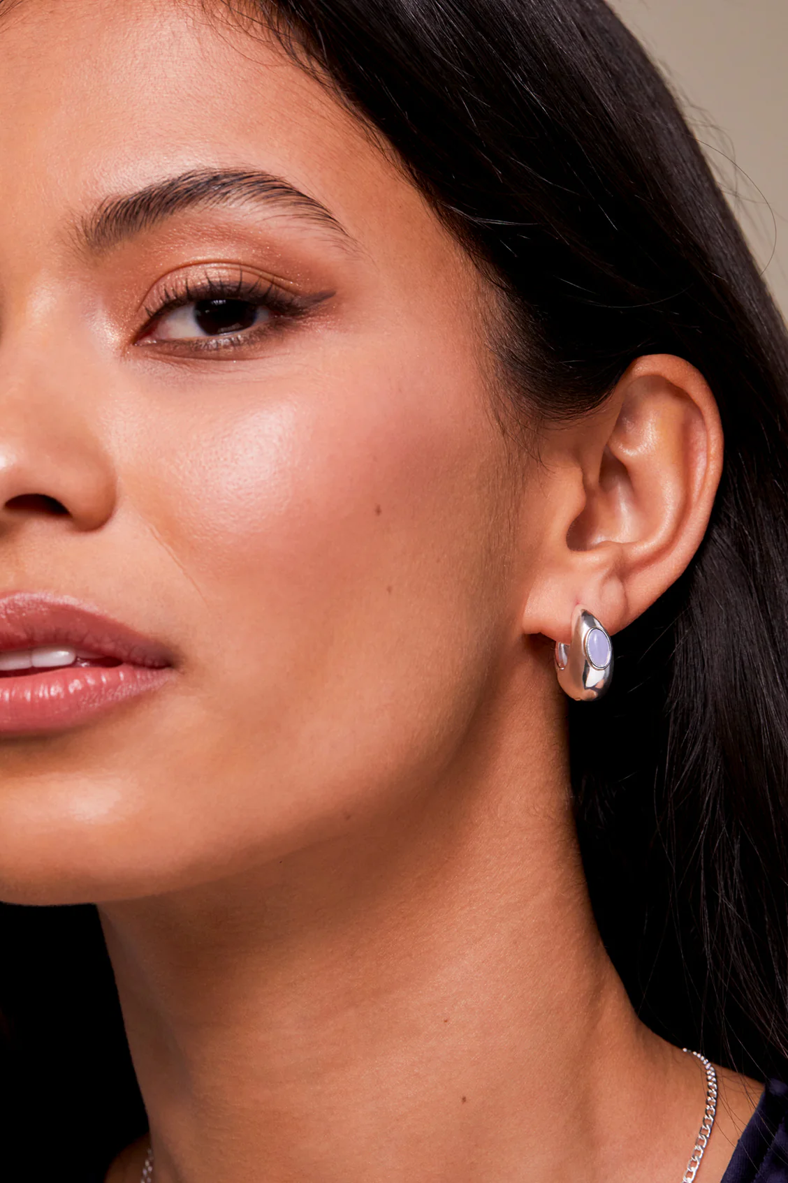 Chunky Gemstone Hinge Hoops - Image 2