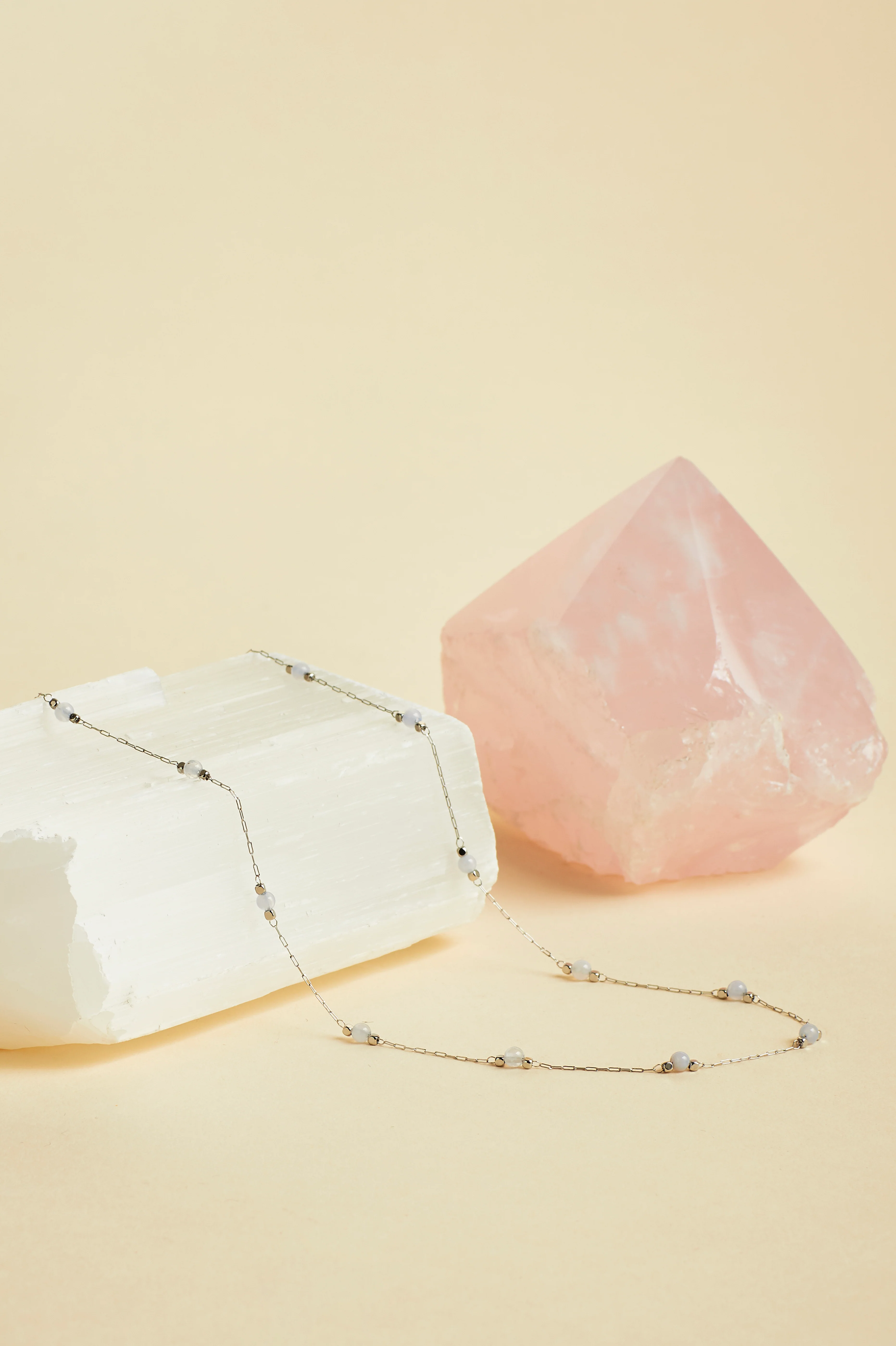 Wellness Blue Lace Agate Gemstone Bead Necklace - Image 3