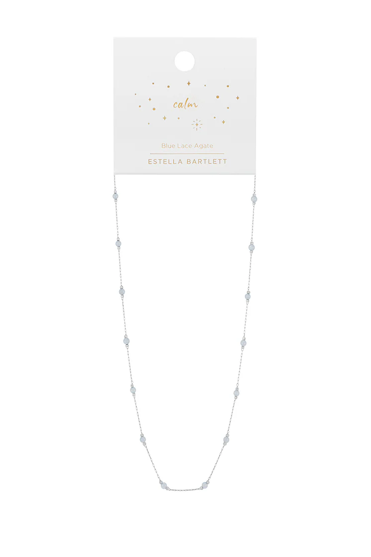 Wellness Blue Lace Agate Gemstone Bead Necklace - Image 4