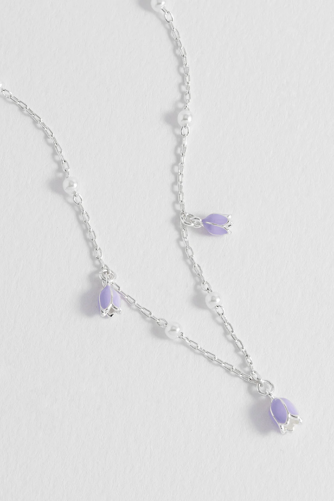 Bluebell Necklace with Pearl Beaded Chain - Image 4