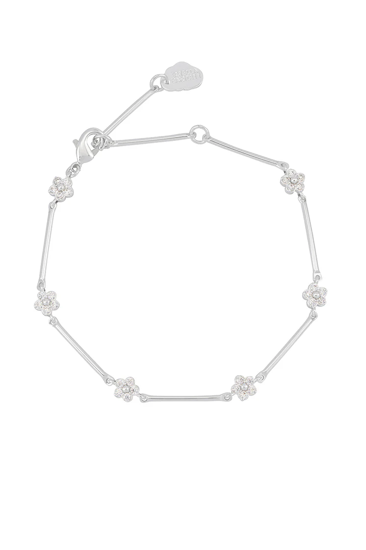 CZ Flower Link Bracelet - Image 3