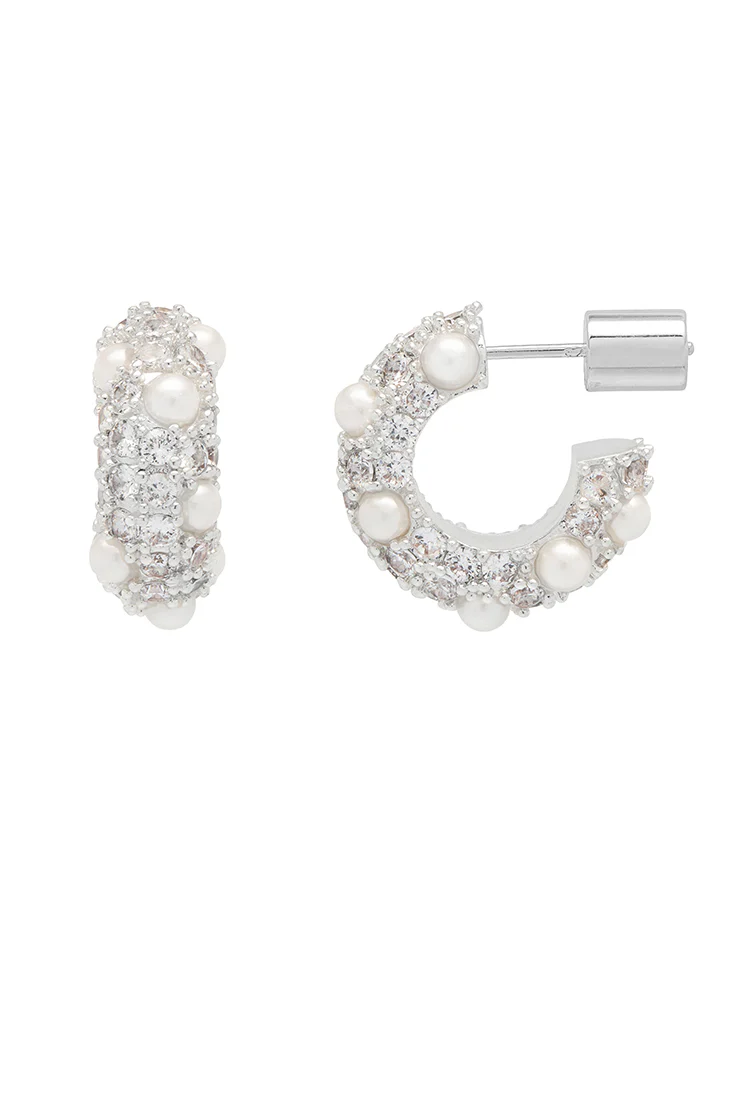 Embellished Pearl and CZ Hoops - Image 3