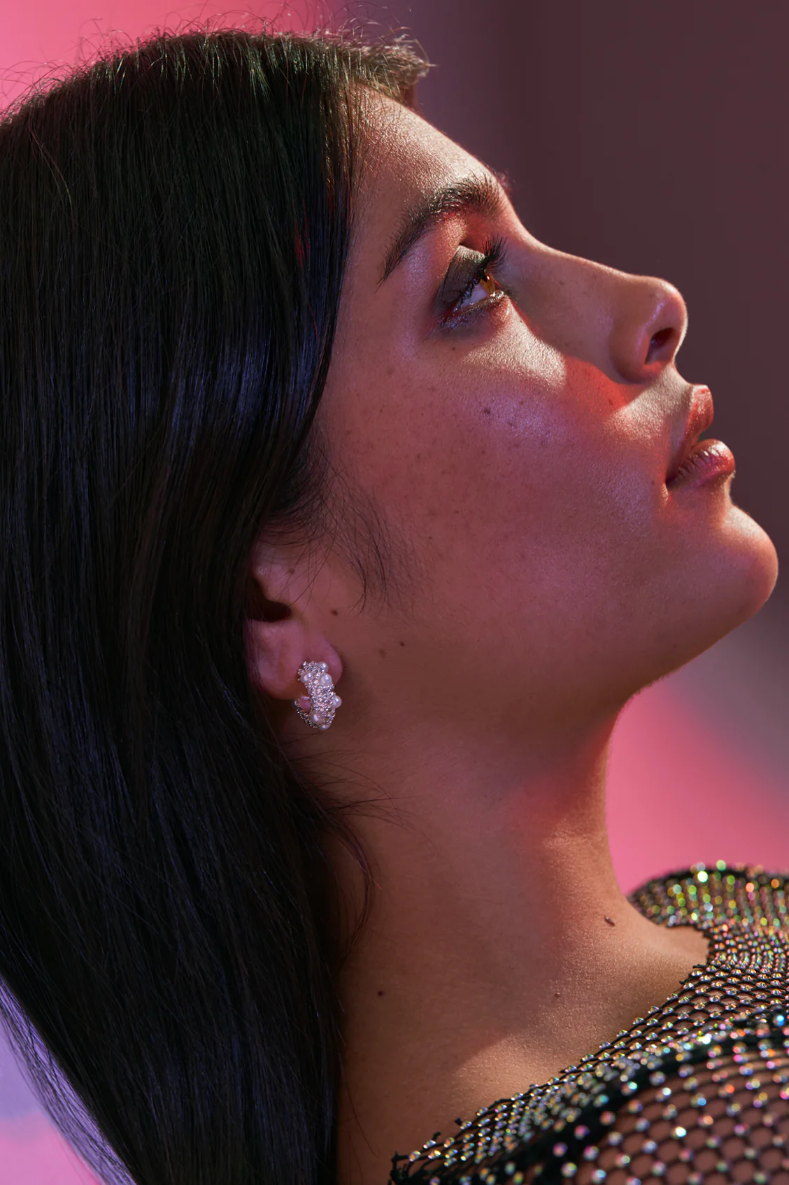 Embellished Pearl and CZ Hoops - Image 8