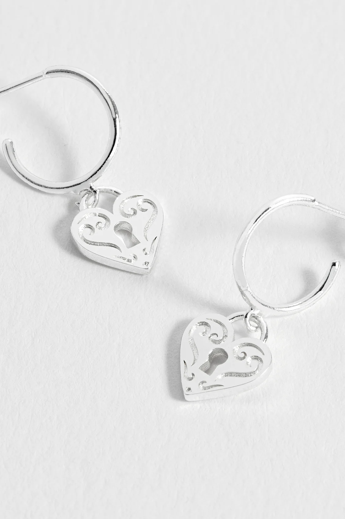 Engraved Heart Padlock Hoop Earrings - Image 4