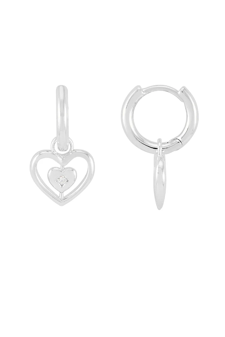 Enveloped CZ Heart Huggie Hoops - Image 3