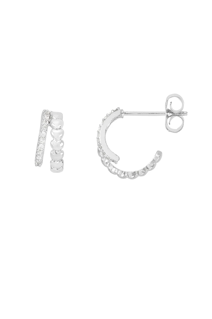 Heart and CZ Double Illusion Huggies - Image 3