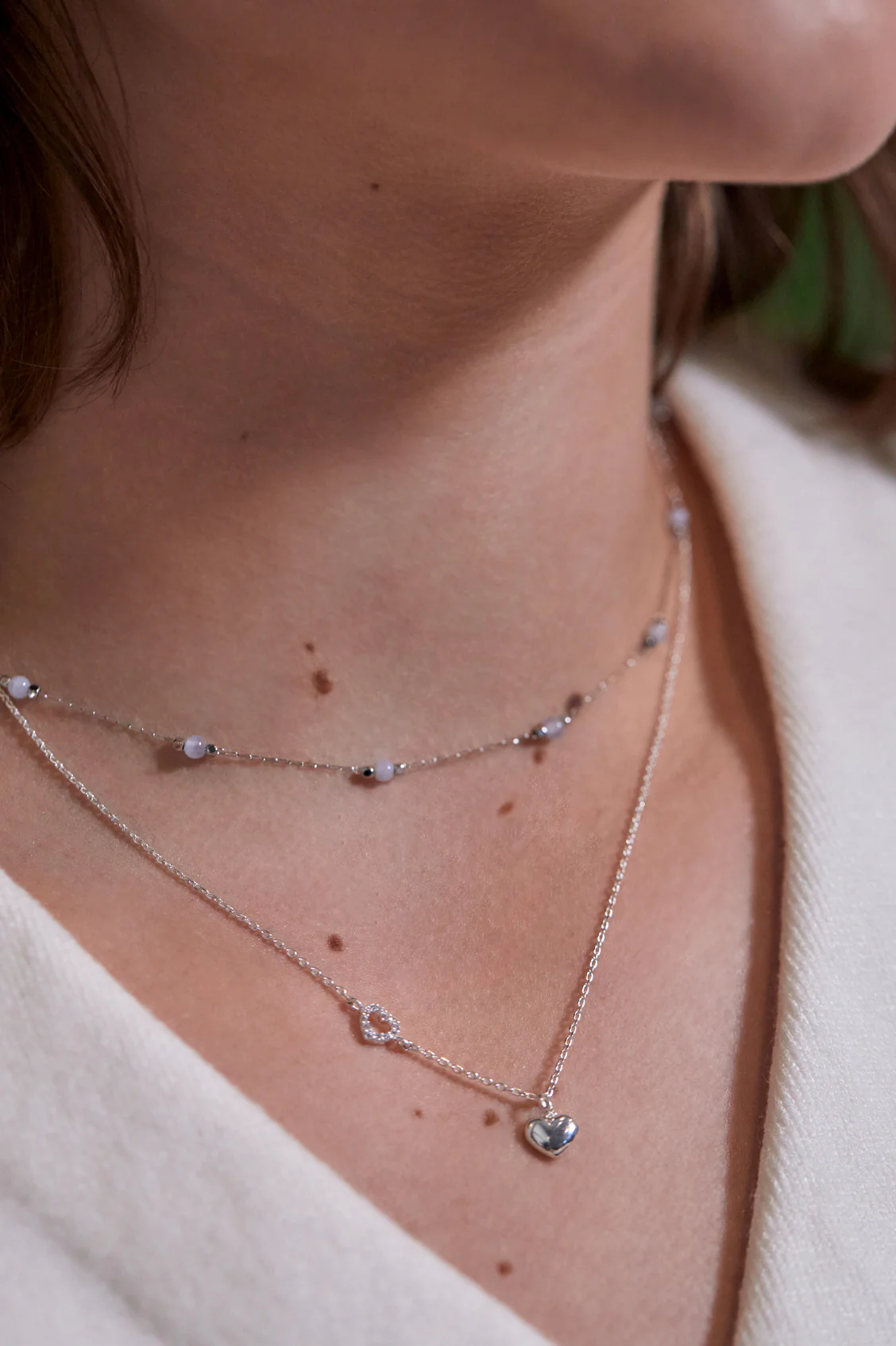 Heart Charm With Open Cz Heart Necklace - Image 2