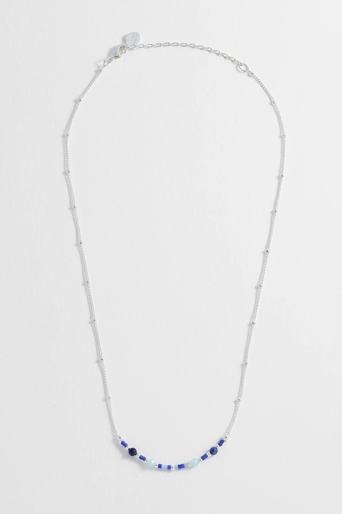Mini Blue Beaded Chain Necklace - Image 5