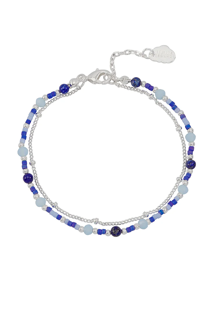 Mini Blue Gemstone Duo Chain Bracelet - Image 3