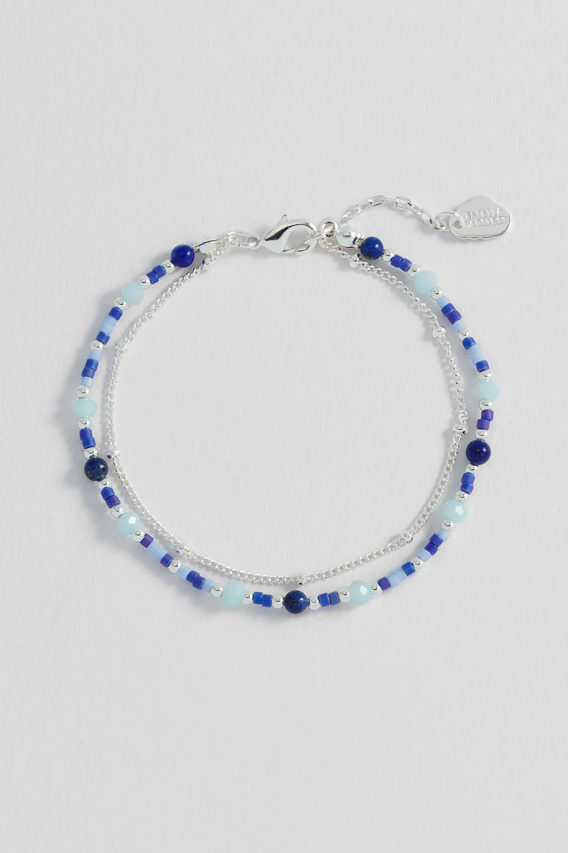 Mini Blue Gemstone Duo Chain Bracelet - Image 4