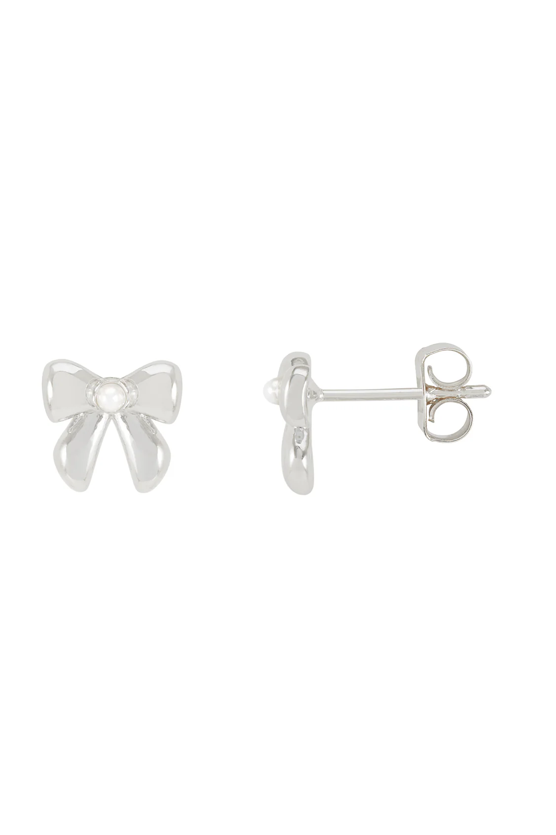 Pearl Bow Stud Earrings - Image 3