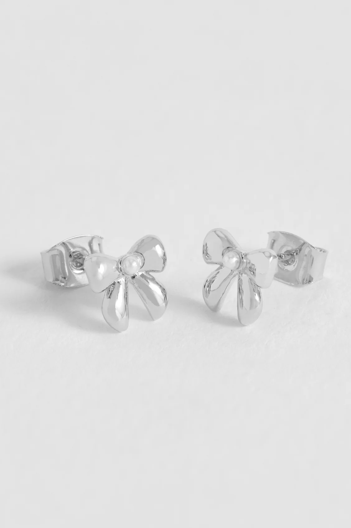 Pearl Bow Stud Earrings - Image 4