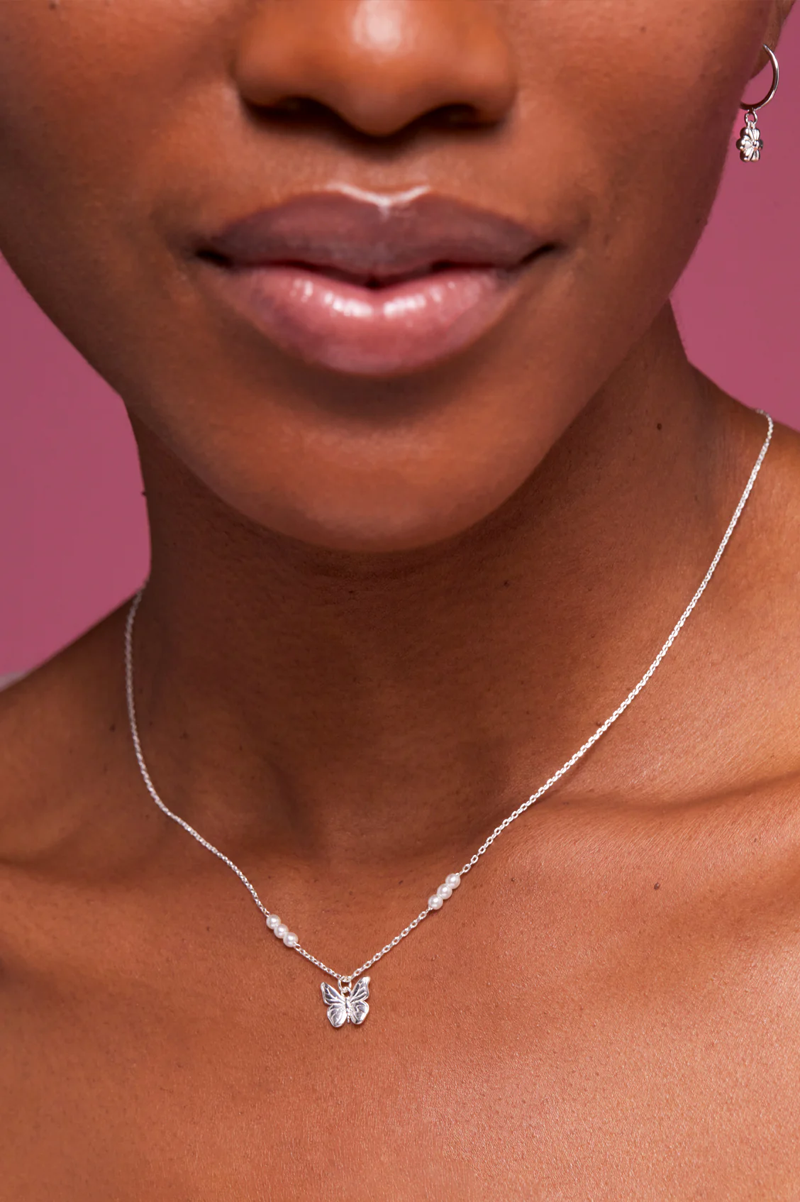 Pearl Butterfly Pendant Necklace - Image 4