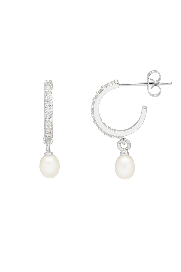 Pearl CZ Hoops - Image 3