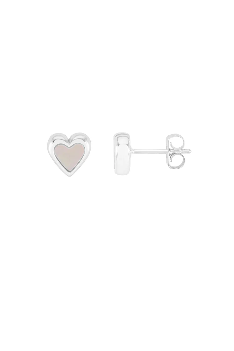 Pink Pearl Heart Stud Earrings - Image 3