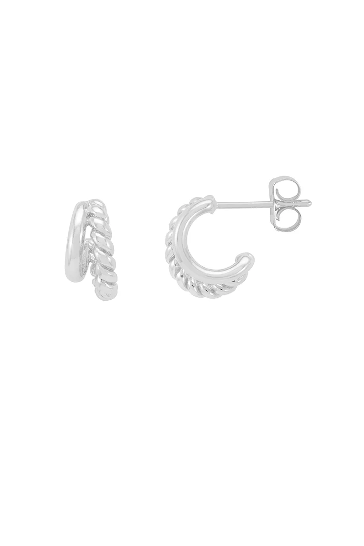 Plain And Twist Double Hoop Earrings - Image 3