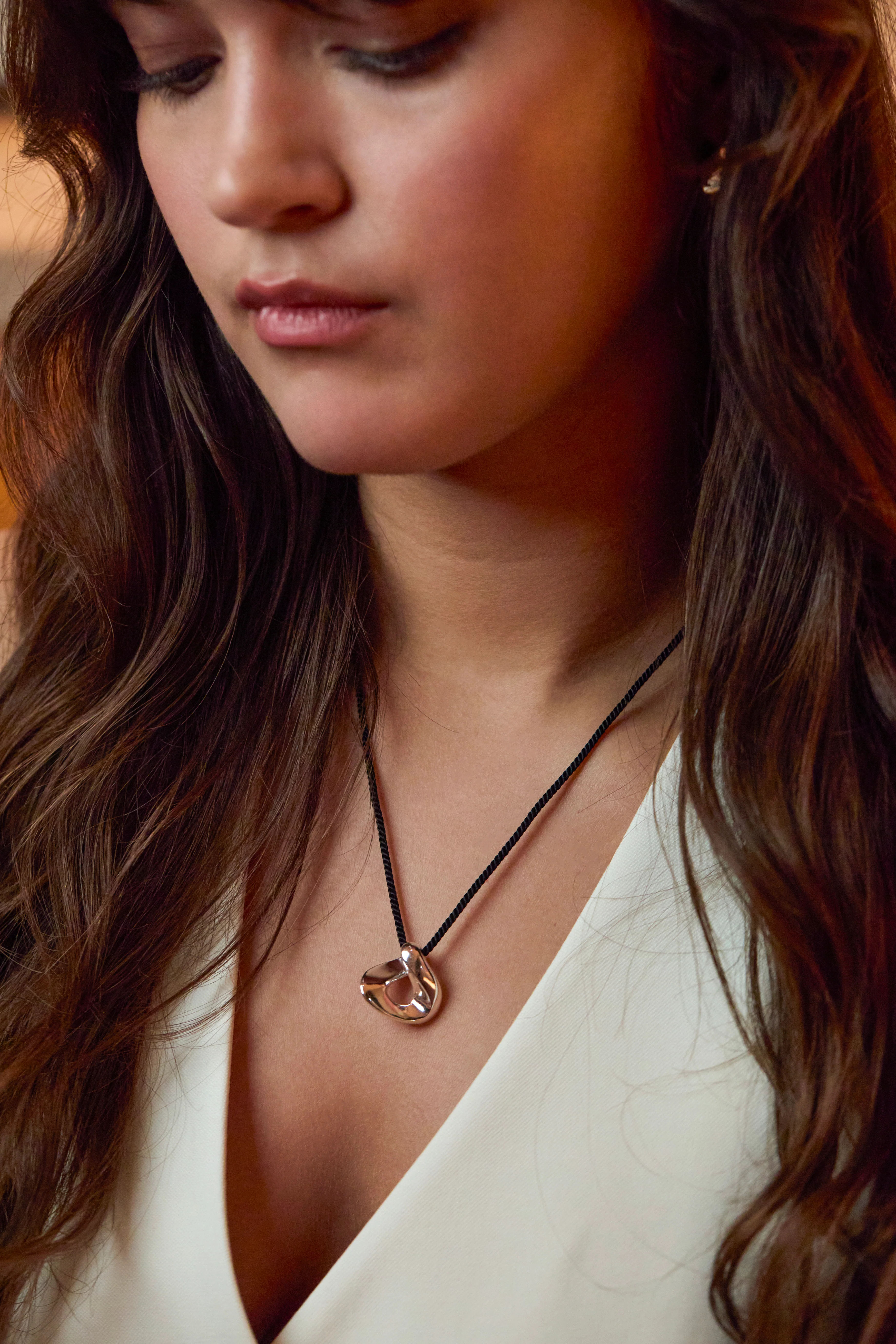 Sculptural Twist Pendant Cord Necklace - Image 2