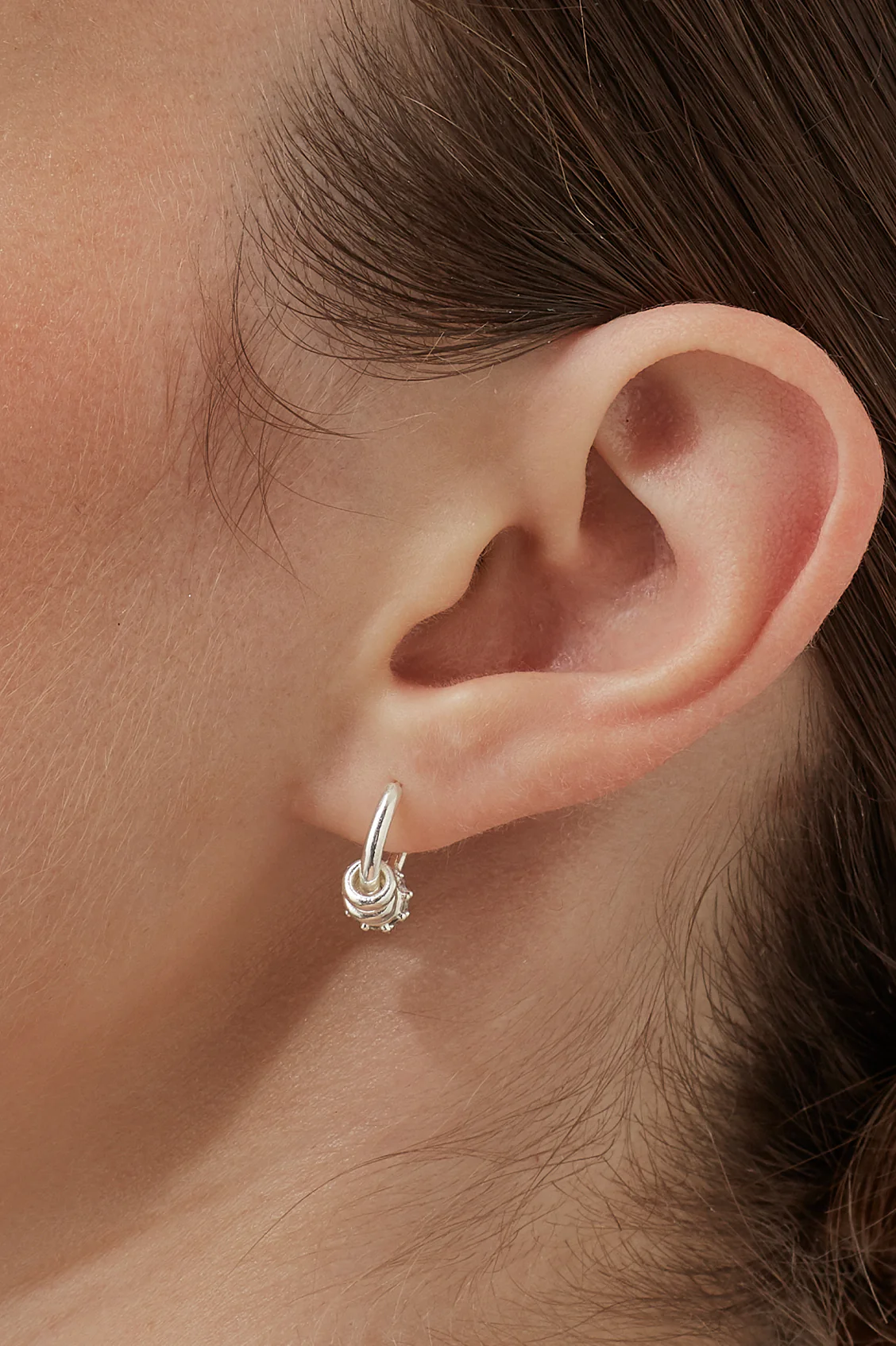 Triple Disc CZ Hoop Earrings - Image 5