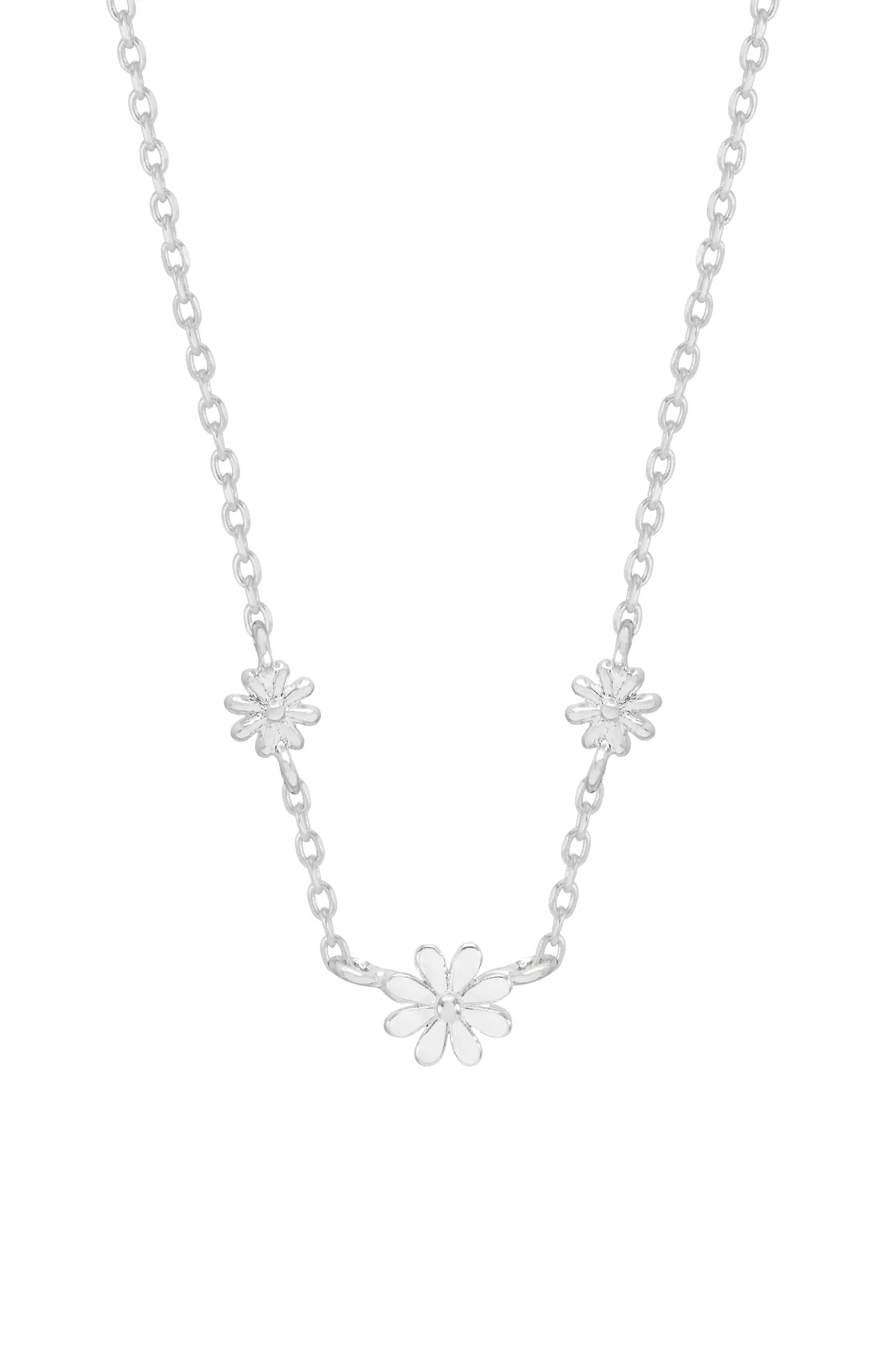 Triple Flower White Enamel Necklace - Image 3