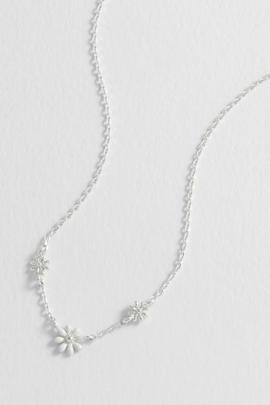 Triple Flower White Enamel Necklace - Image 4