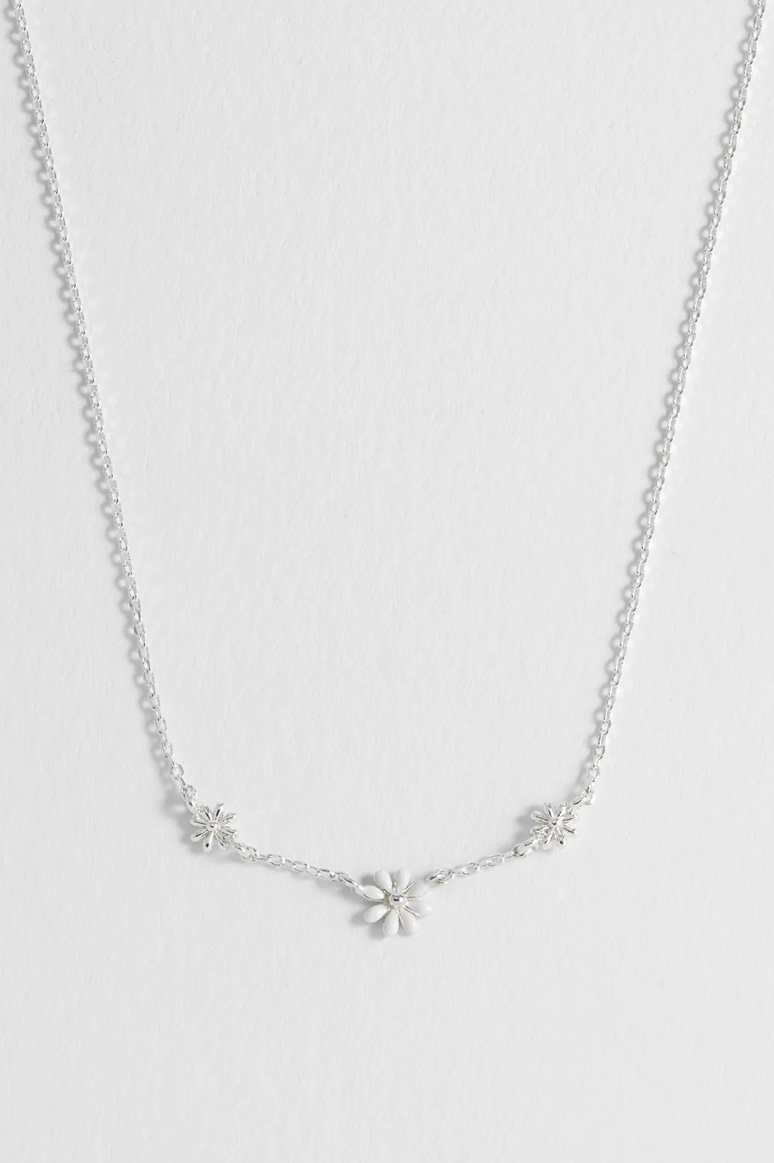 Triple Flower White Enamel Necklace - Image 6
