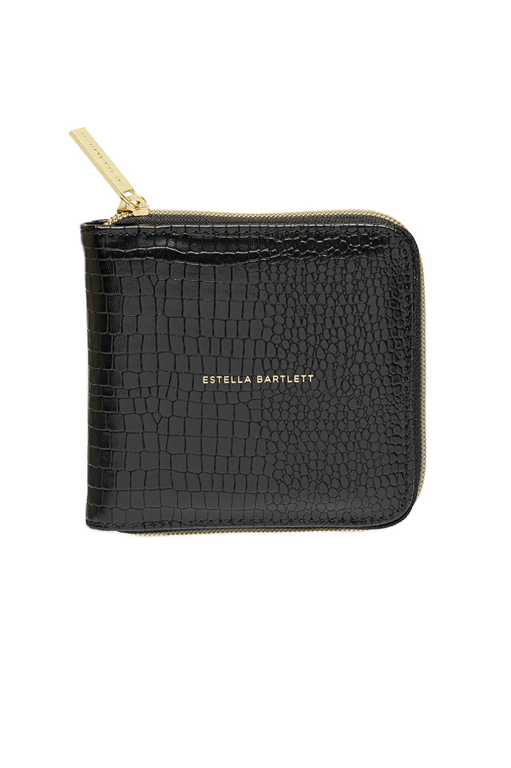 Black Croc Square Jewellery Purse - Image 3
