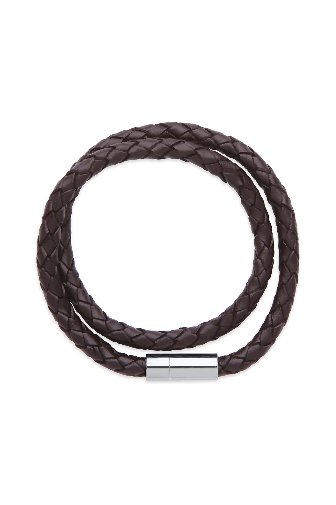 Men's Leather Double Plaited Wrap Bracelet - Image 3