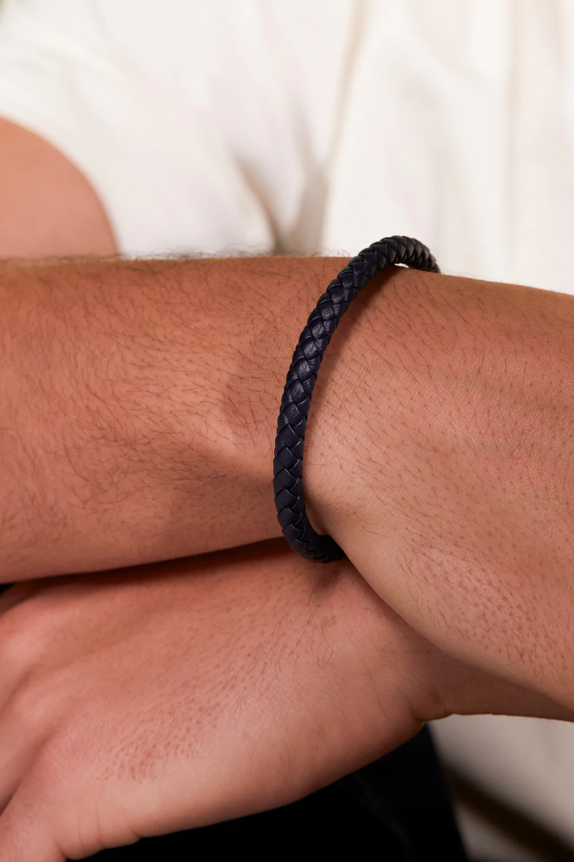 Men's Leather Single Plaited Wrap Bracelet - Image 5