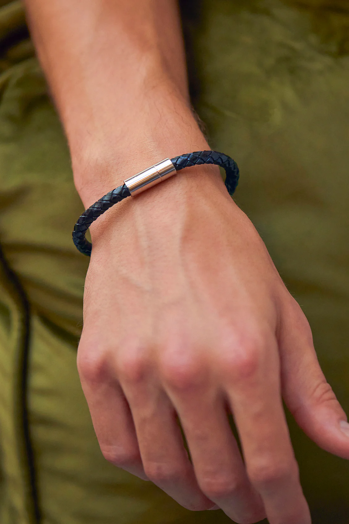 Men's Leather Single Plaited Wrap Bracelet - Image 6